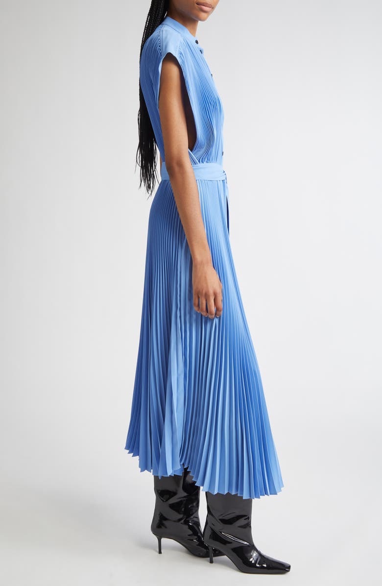 Proenza Schouler Farah Pleated Technical Crepe Midi Dress, Alternate, color, Sky Blue