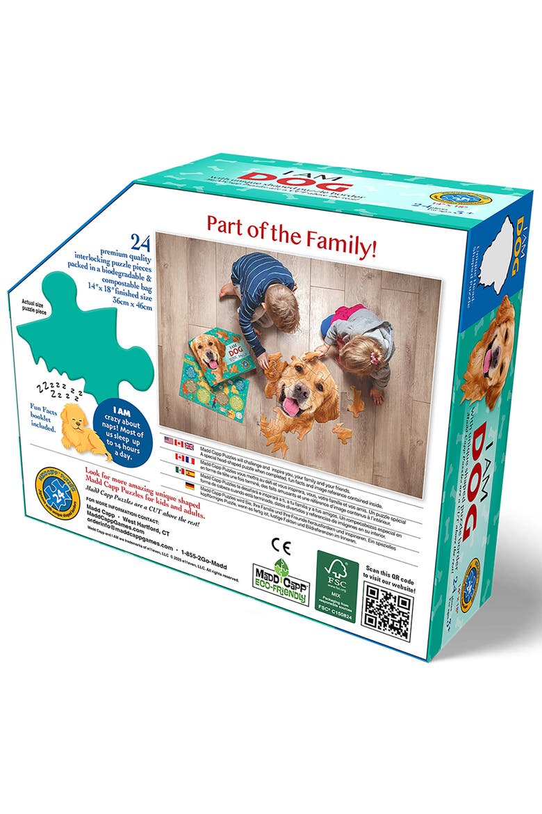I Am Dog 24Piece Puzzle, Animal Headshaped Jigsaw, 14X18" Size, Alternate, color, Multicolored