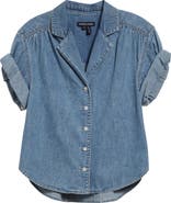 Veronica Beard Ilene Cuffed Denim Shirt