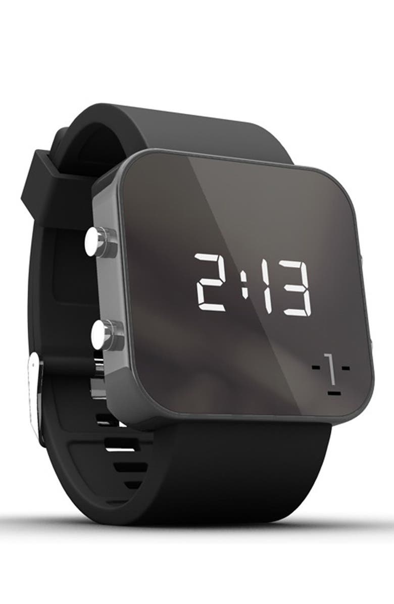 1:Face 'Hunger' Square Digital Silicone Strap Watch, 38mm, Alternate, color, 