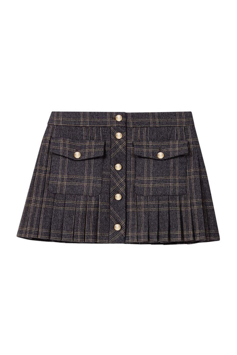 Short pleated checked skirt, Alternate, color, Grey