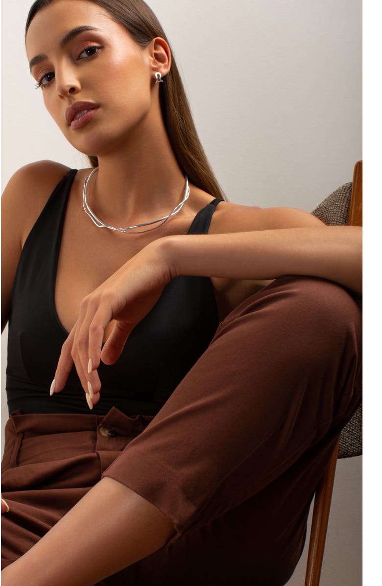 PIERETTI Cochi  huggie earrings, Alternate, color, Silver Plate