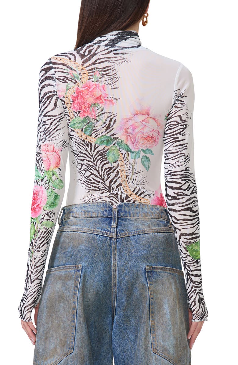 AFRM Zadie Print Sheer Mesh Top, Alternate, color,