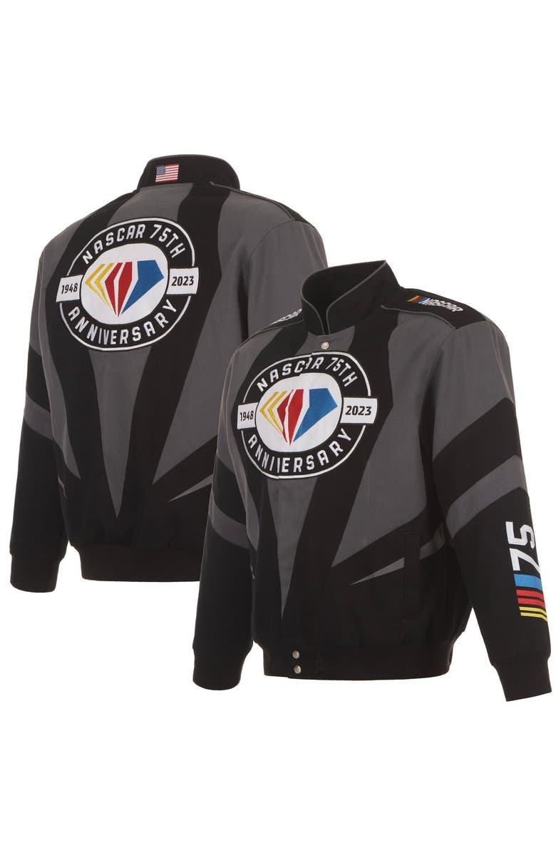 JH DESIGN Men's JH Design Black NASCAR 75th Anniversary Twill Uniform Full-Snap Jacket, Alternate, color,