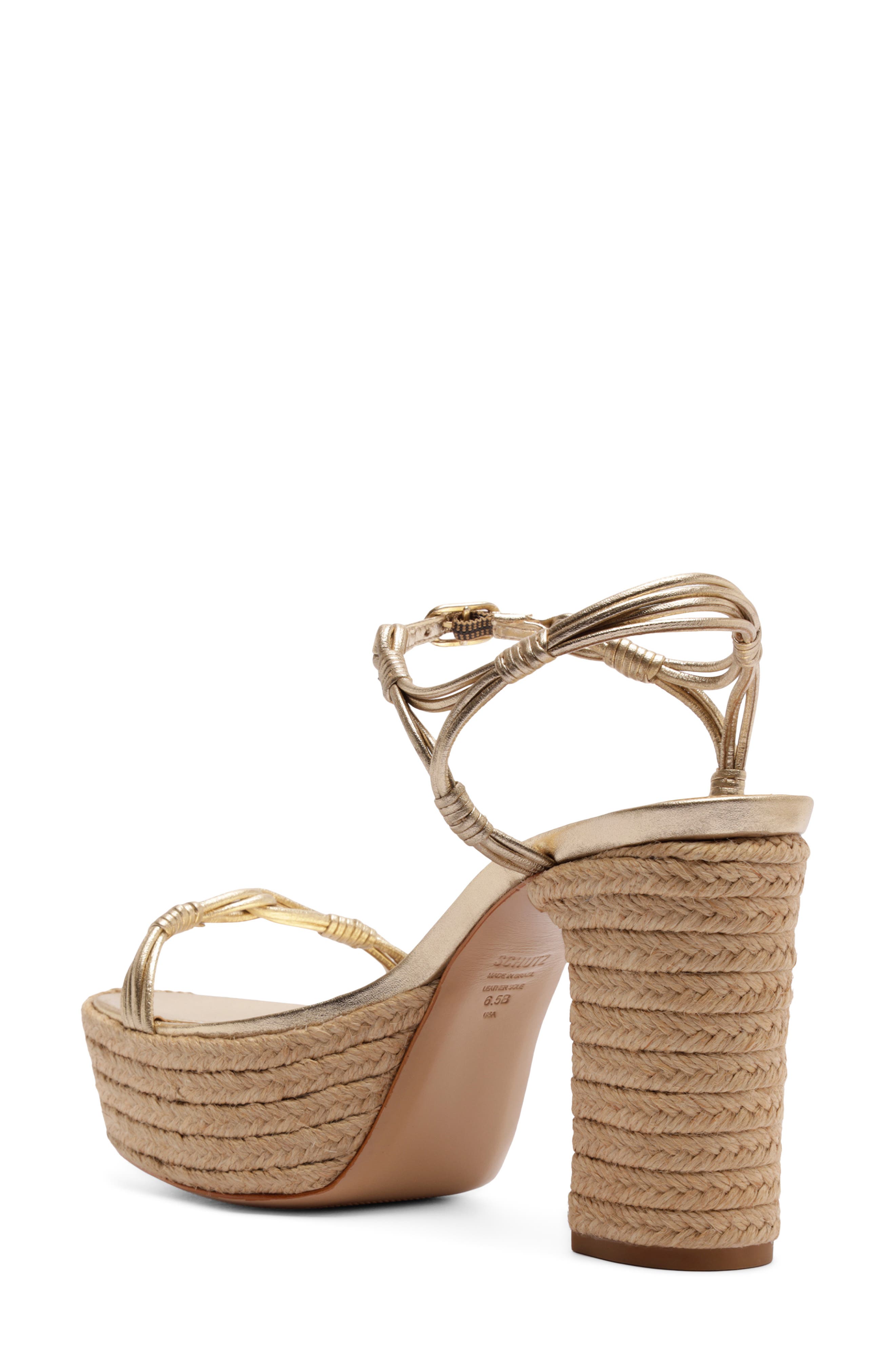 Schutz Nara Ankle Strap Platform Sandal, Alternate, color, Platina