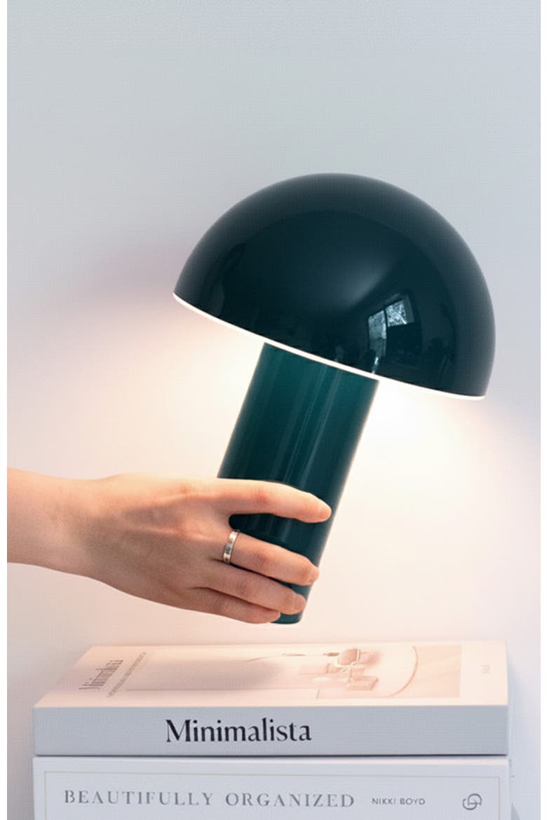 Celia 10" Portable Touch-Controlled Outdoor Patio Mushroom Table Lamp, Alternate, color, Teal