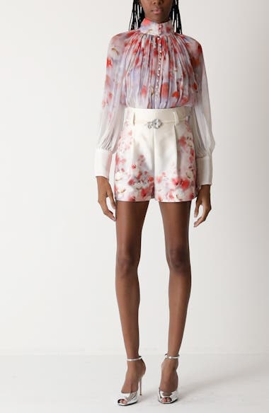 Zimmermann Floral Print Belted Twill Shorts | Nordstrom