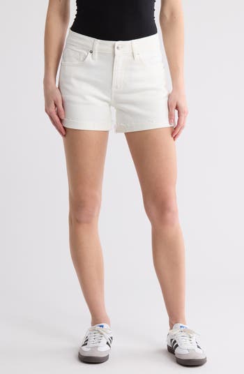 Marley Cuffed Raw Hem Mid Rise Denim Shorts