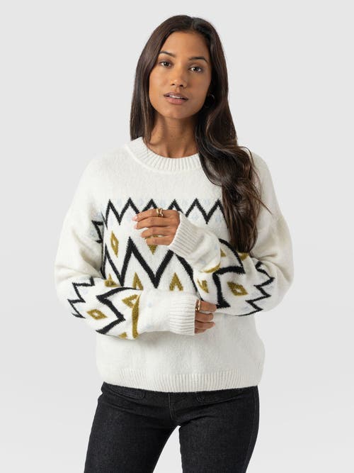 Saint + Sofia Allana Fairisle Sweater In White