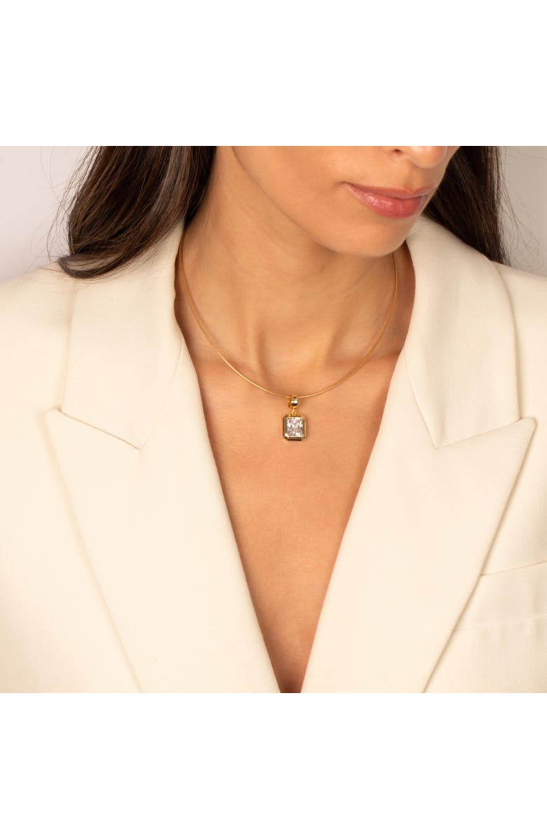 BY ADINA EDEN Colored CZ Emerald Bezel Pendant, Alternate, color, Emerald Green