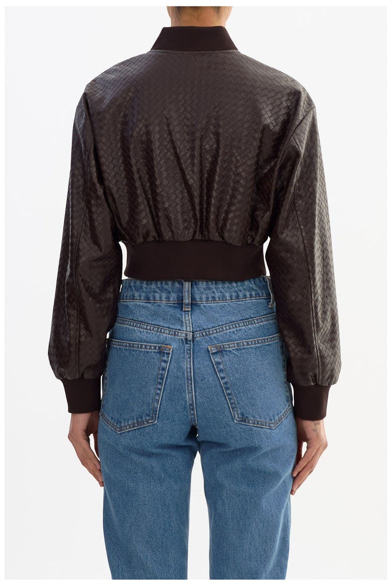 Evelin W | Cropped Woven Bomber Jacket, Alternate, color, Dark Brown