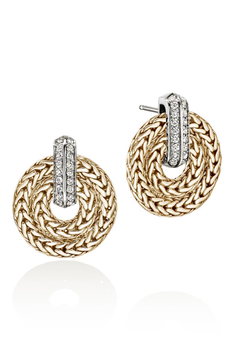Icon Woven Drop Earrings, Main, color, GOLD