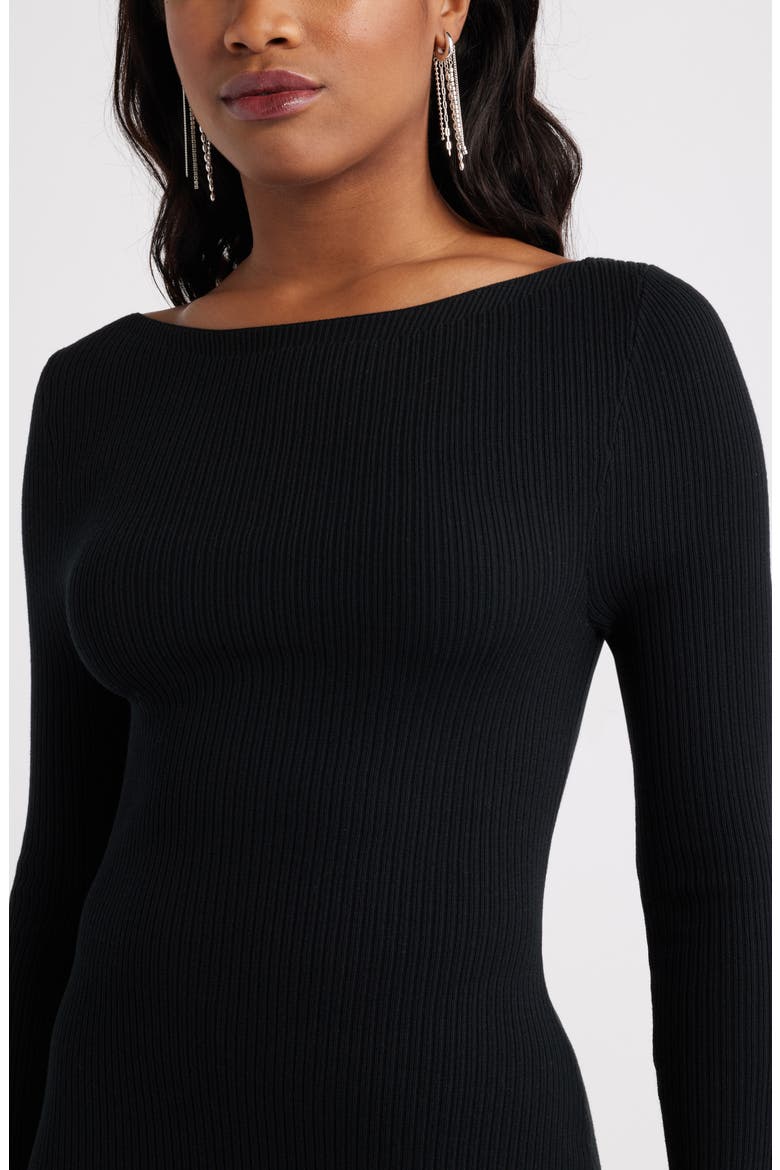 Long Sleeve Rib Maxi Dress, Alternate, color, BLACK