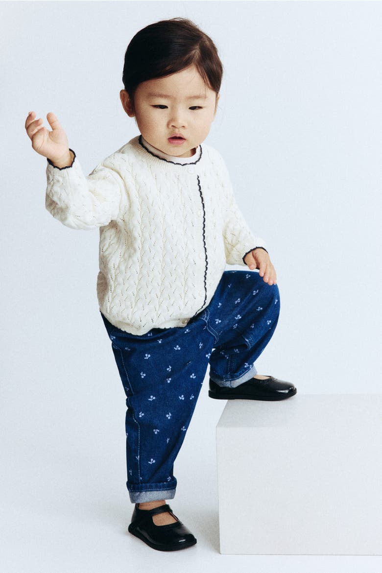 Cotton Trousers, Alternate, color, Dark denim blue/cherries