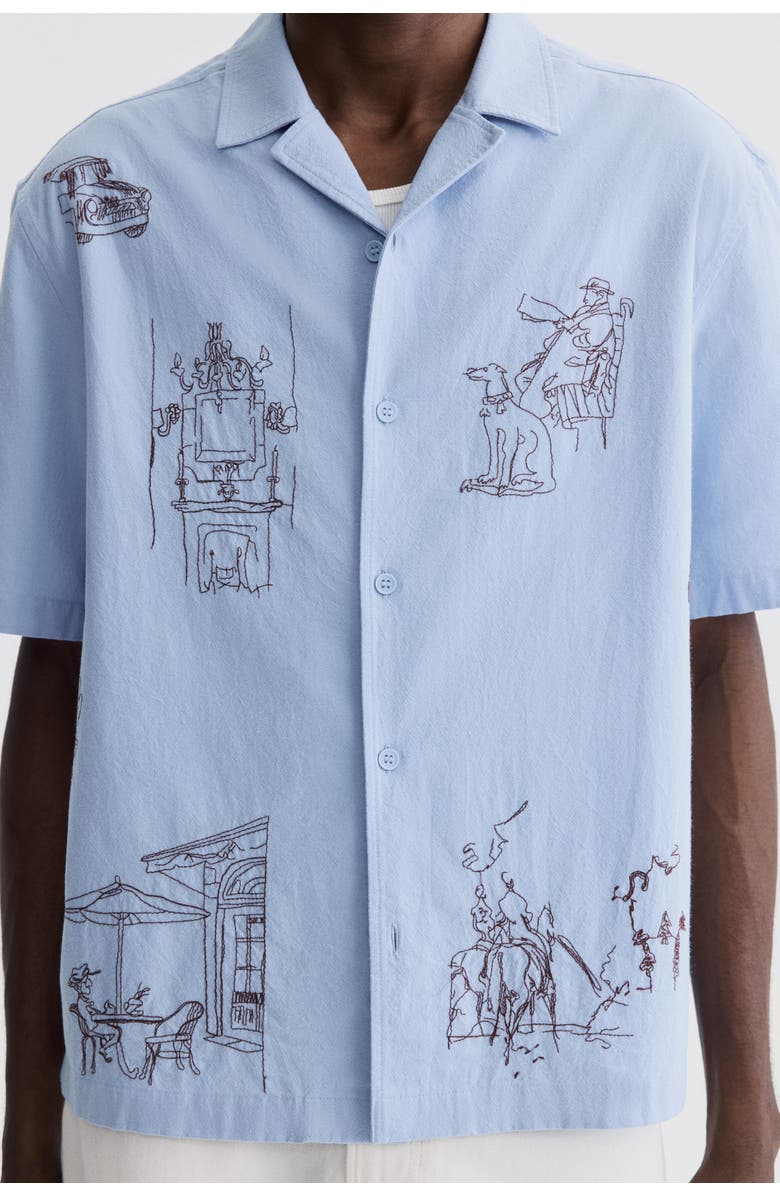 H&M Relaxed-fit cotton resort shirt, Alternate, color, Light Blue