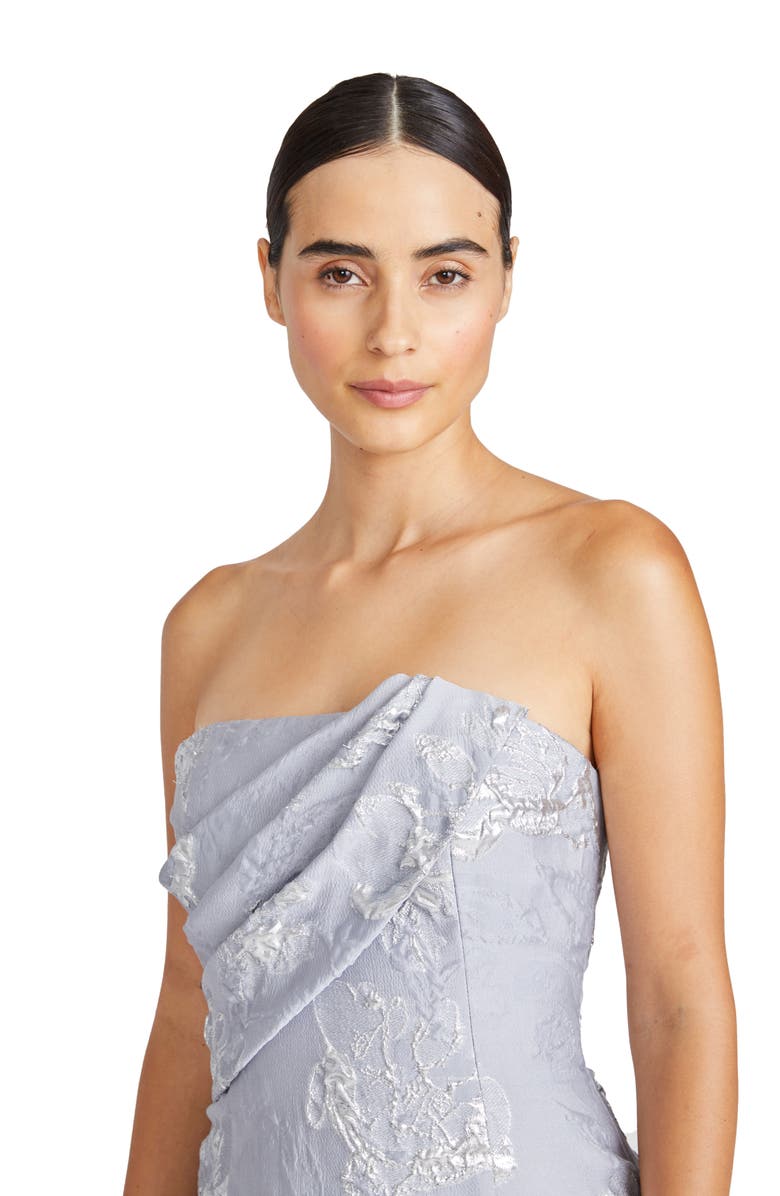 ML Monique Lhuillier Jacqueline Strapless Jacquard Midi Sheath Dress, Alternate, color, 