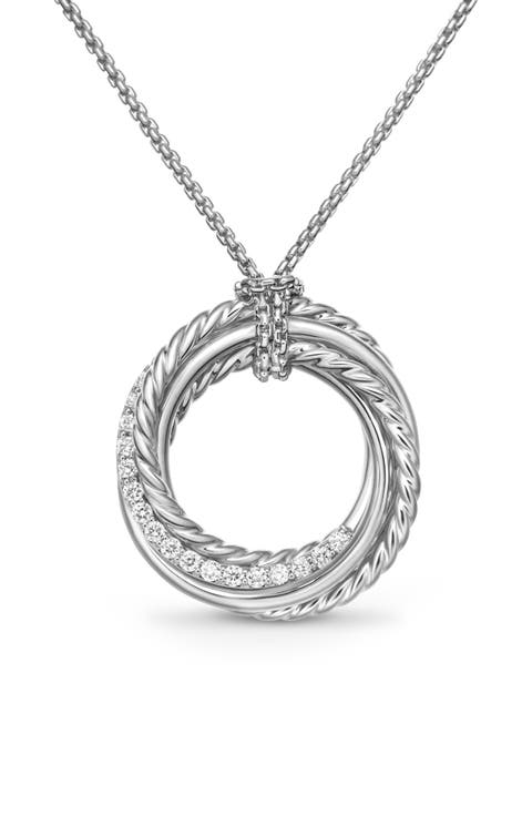 Crossover Pendant Necklace with Diamonds