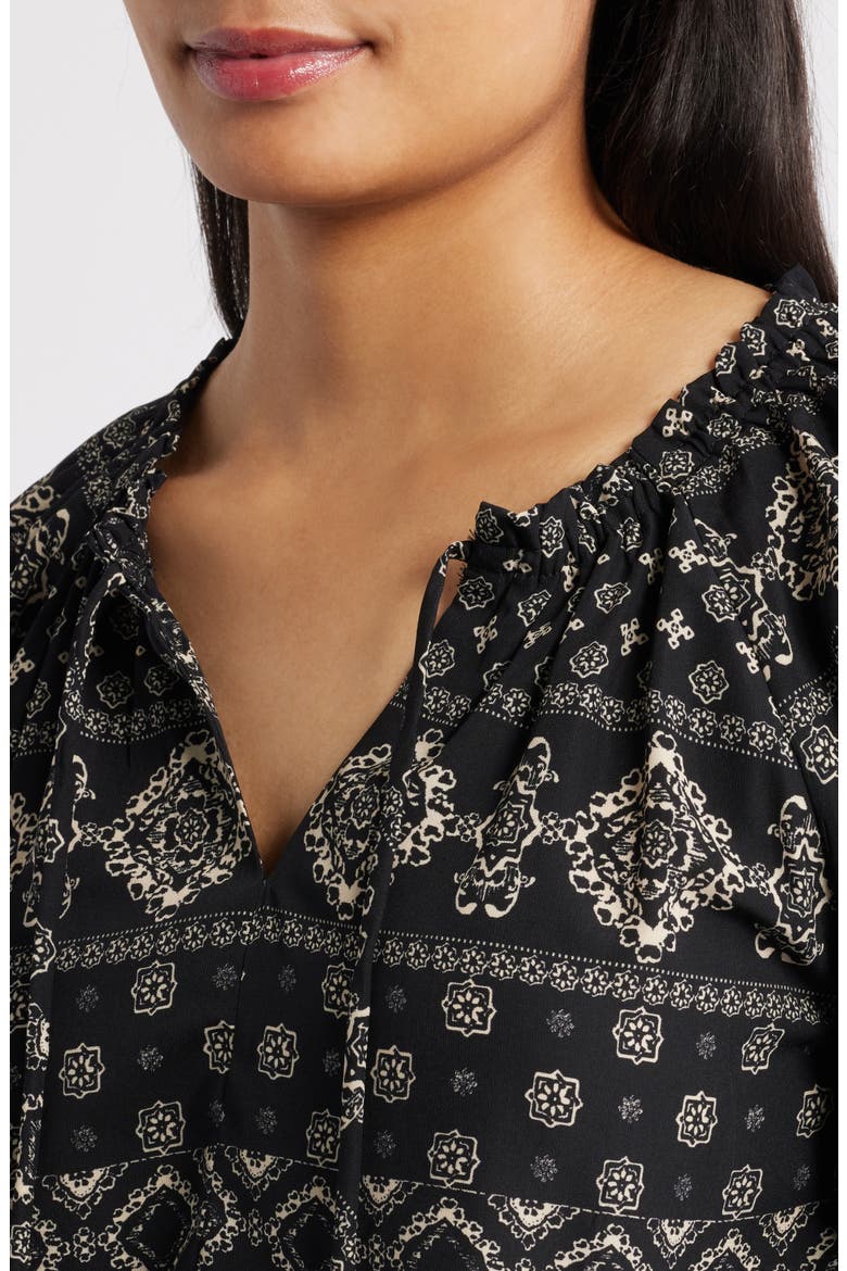 Paisley Print Long Sleeve Woven Shirt, Alternate, color, BLACK/ OATMEAL