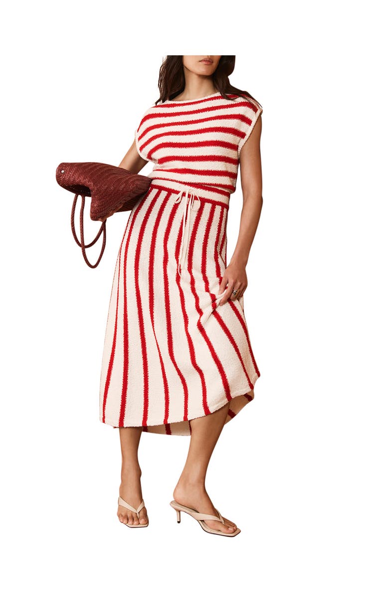 MINT VELVET Striped Knit Midi Dress, Alternate, color, Red