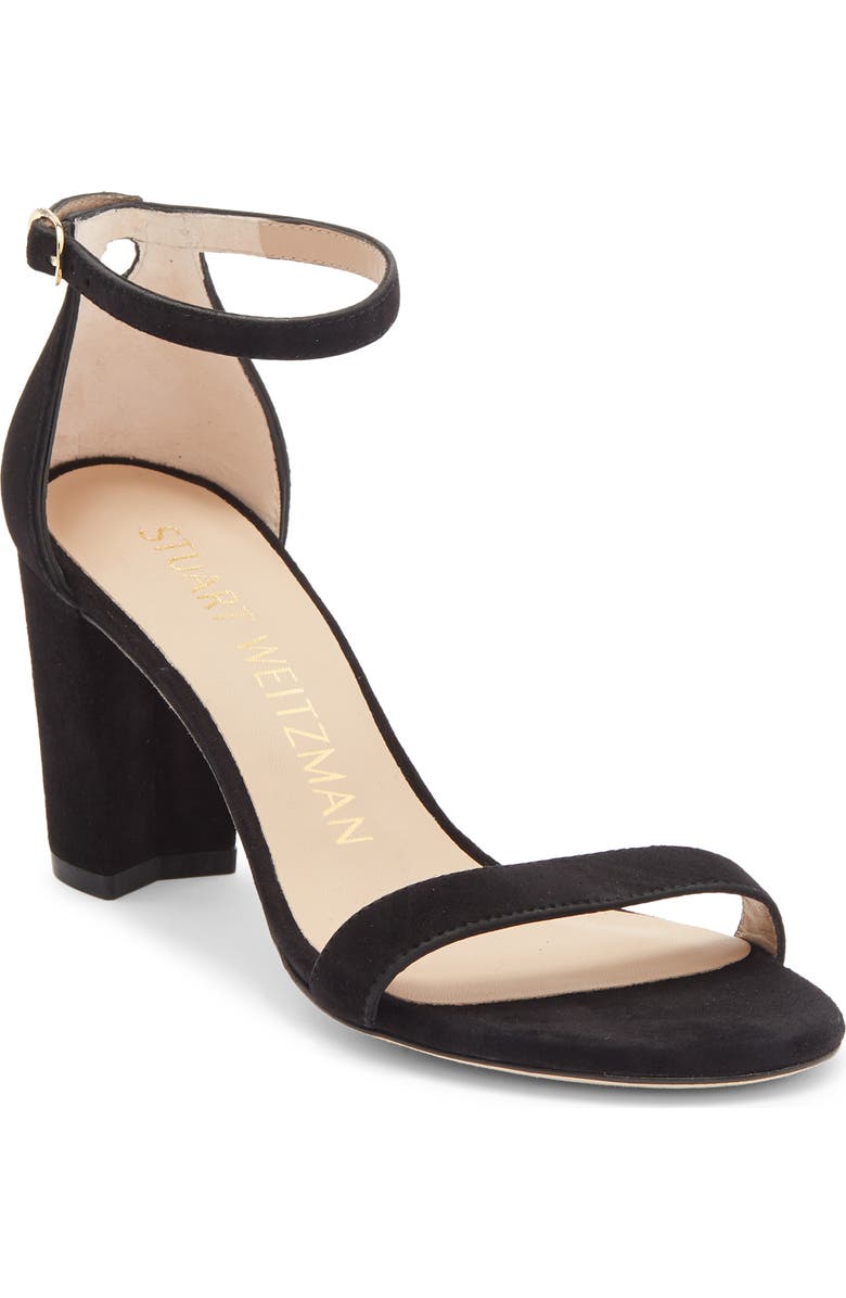 Stuart Weitzman NearlyNude Ankle Strap Sandal, Main, color, True Black
