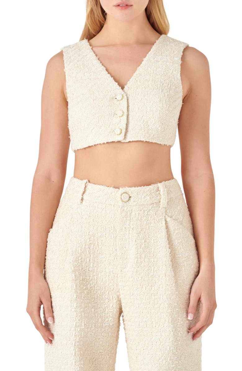 English Factory Tweed Crop Vest, Main, color, 