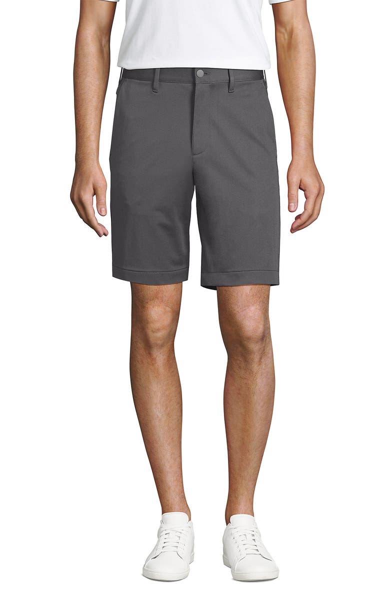 Lands
 End Traditional Fit 9" Flex Performance Golf Shorts, Main, color, Charcoal