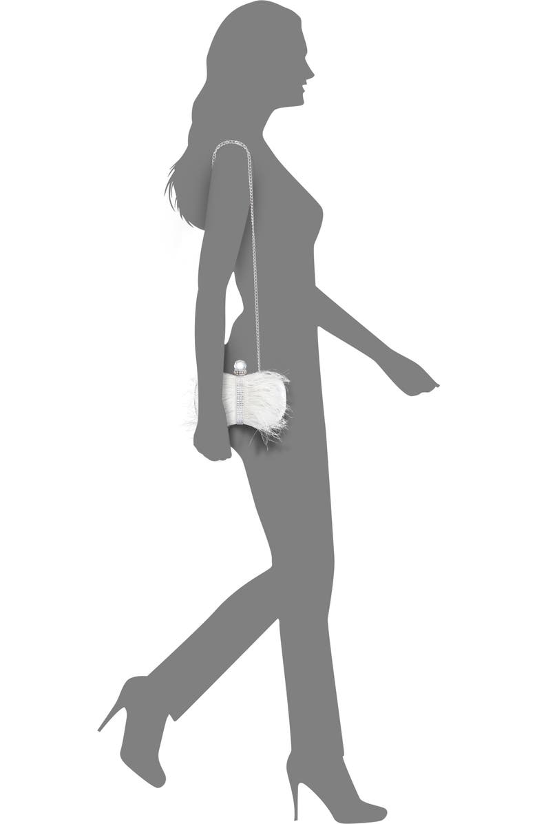 Nina Ostrich Feather Minaudiere, Alternate, color, White