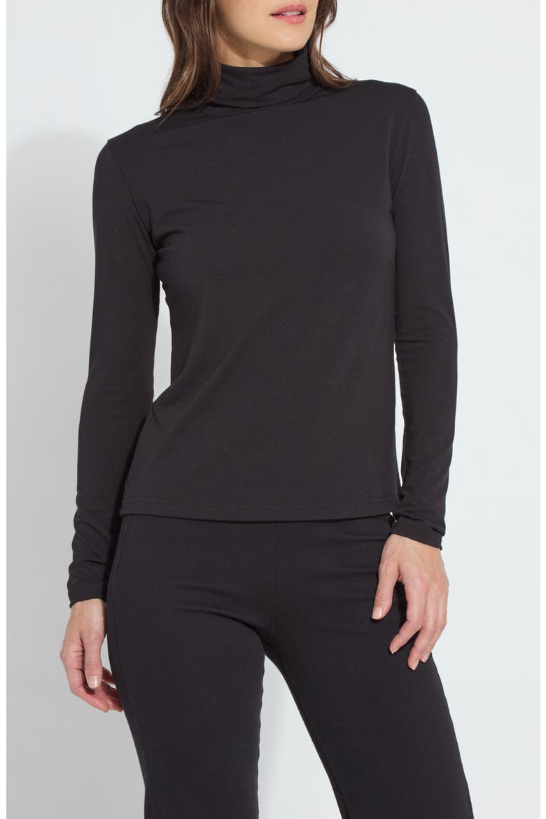 'Lyssentials Essential Long Sleeve Turtleneck Top, Main, color, BLACK