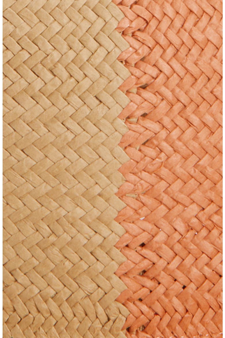 Colorblock Straw Panama Hat, Alternate, color, TAN- ORANGE