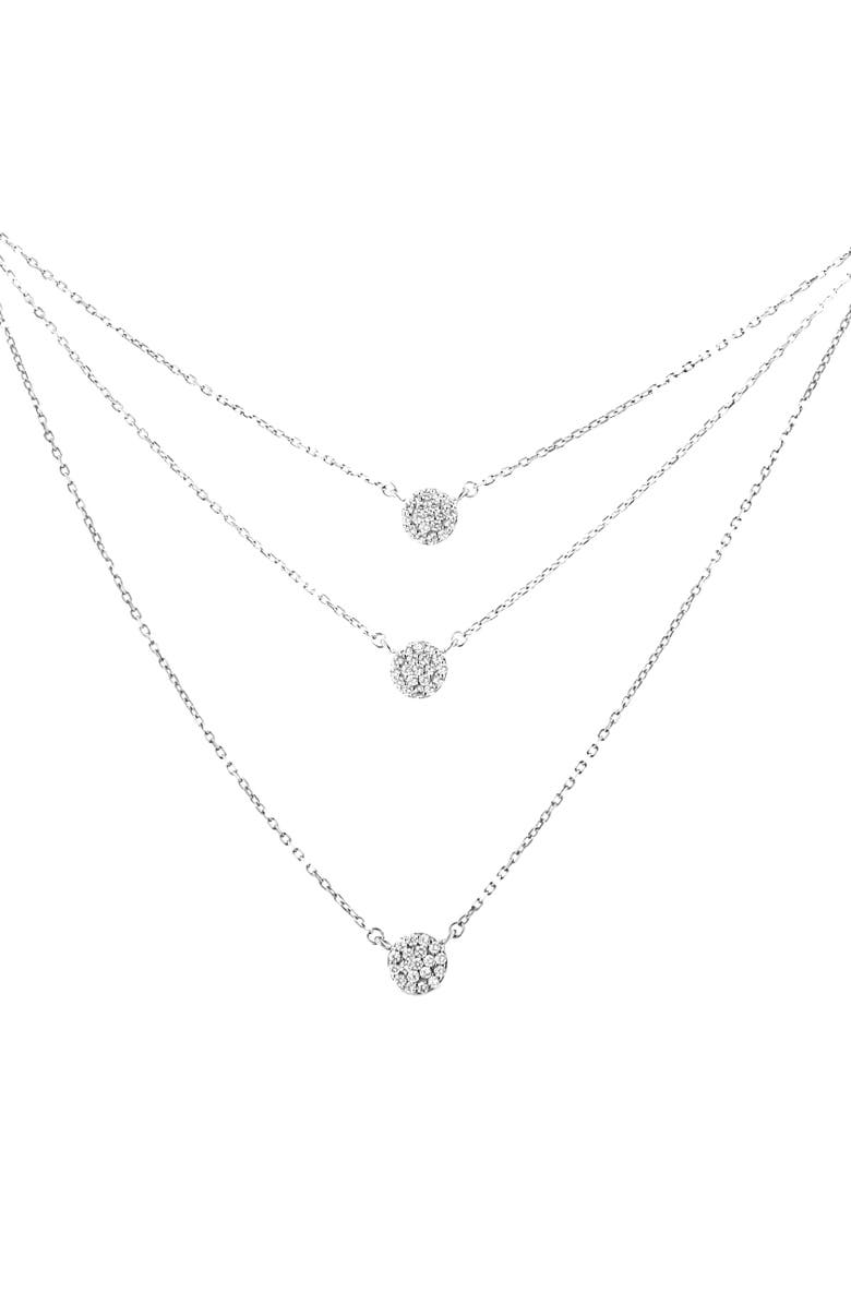 Haus of Brilliance Silver 1/2 Cttw Round Diamond Medallion Multi-Strand Tri Pendant 18" Necklace, Main, color, White