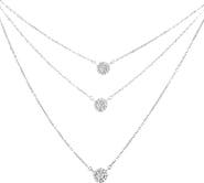 Haus of Brilliance Silver 1/2 Cttw Round Diamond Medallion Multi-Strand Tri Pendant 18" Necklace