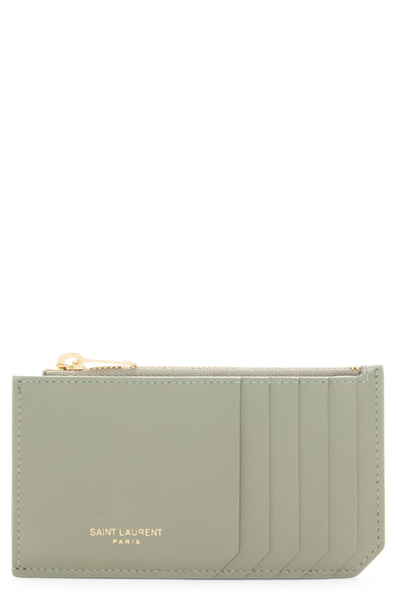 Saint Laurent Fragments Stamp Leather Zip Wallet, Main, color,