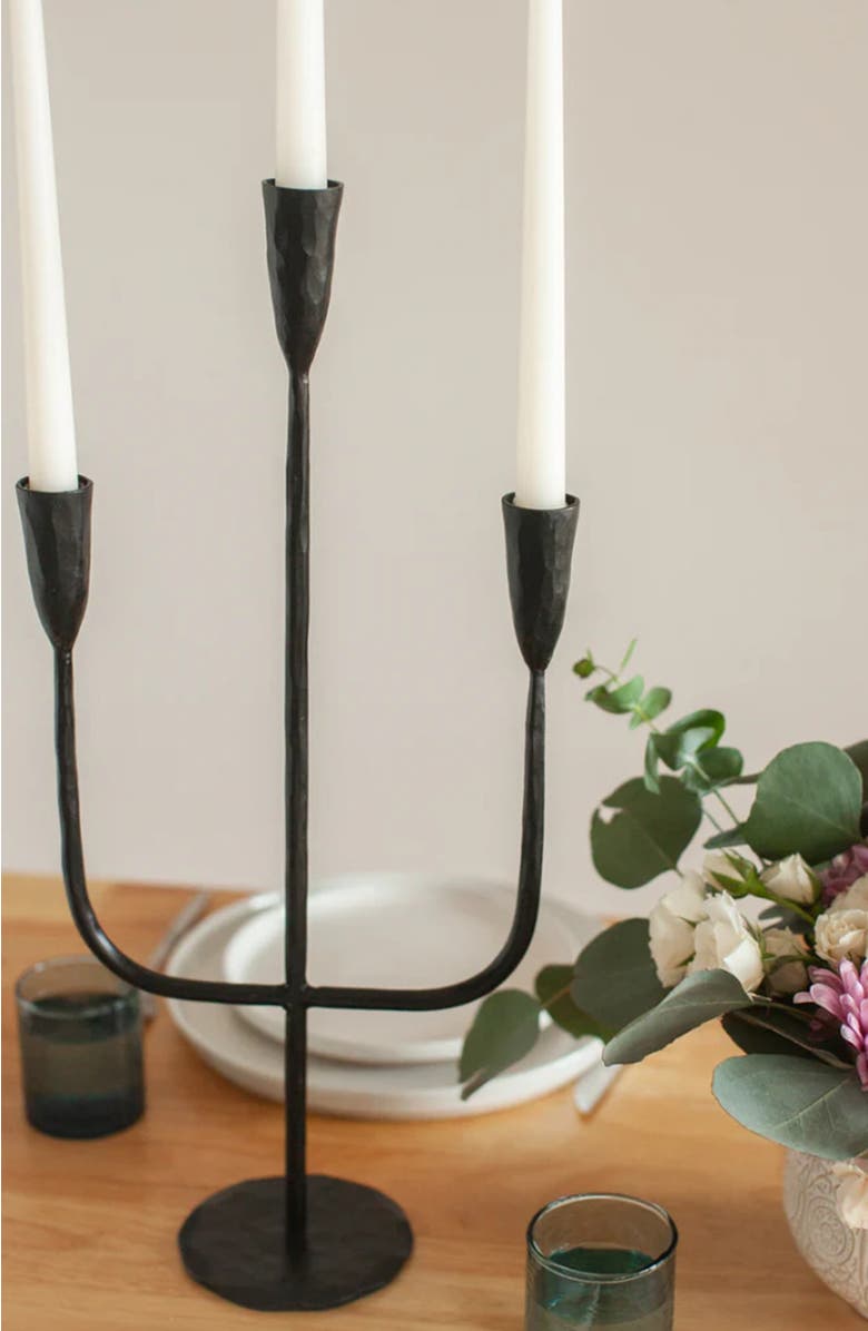 Creative Women Hand-Forged Iron Candelabra, Alternate, color, Black