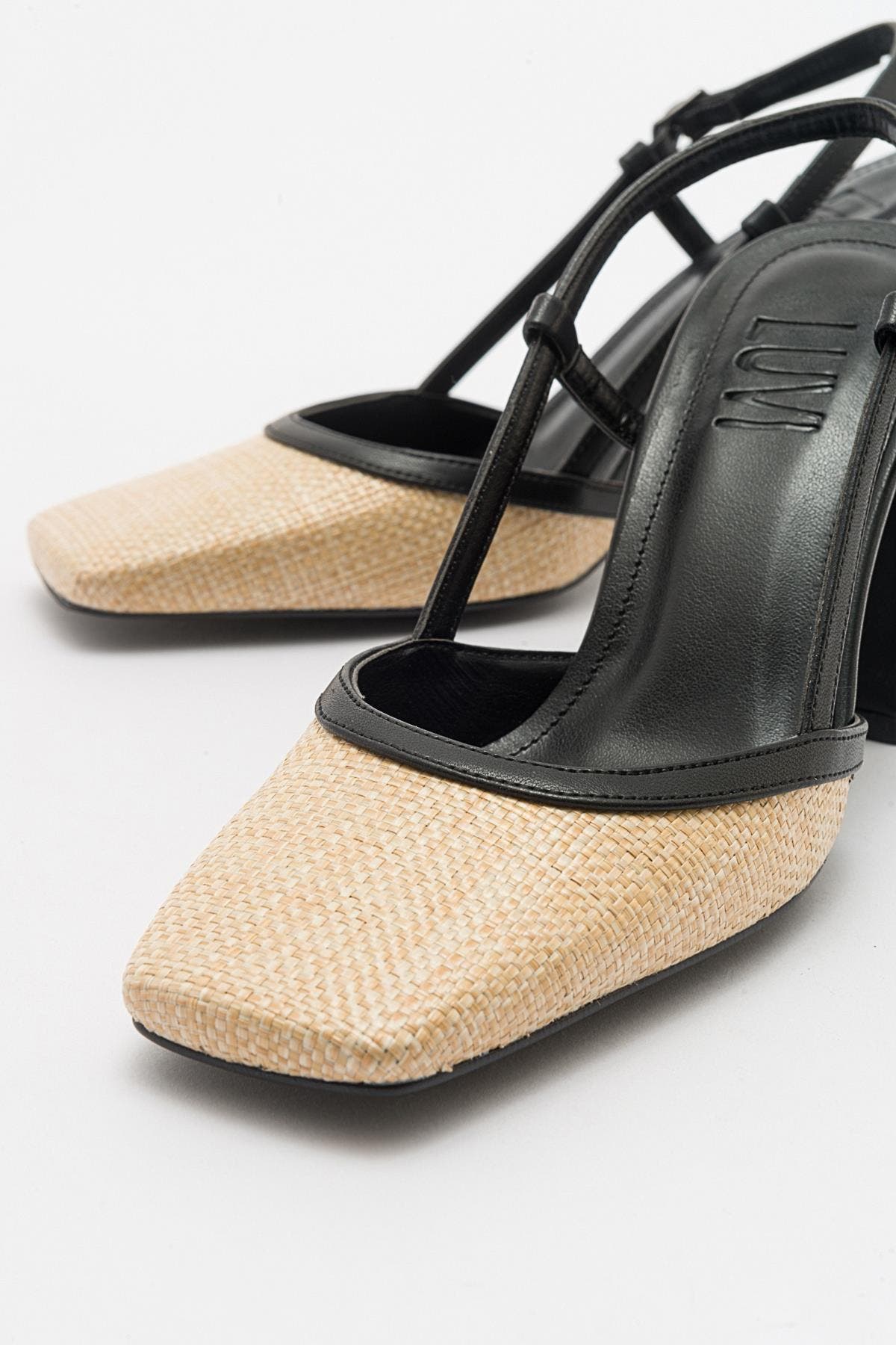 Prologue Shoes Rivie Raffia Square Toe Block Heel Pump, Alternate, color, Black