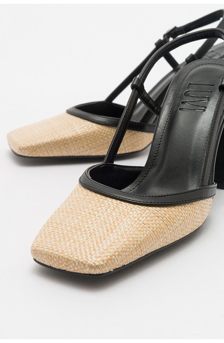 Prologue Shoes Rivie Raffia Square Toe Block Heel Pump, Alternate, color, Black