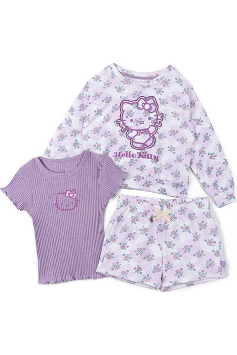 3-Piece Sweatshirt Tee and Shorts Set