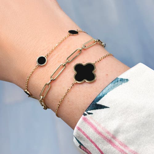 The Lovery Fine Jewelry Large Onyx Single Clover Bracelet In Black