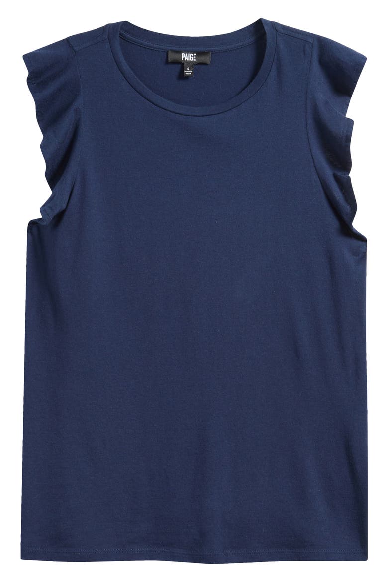 Alaria Flutter Sleeve Pima Cotton Top, Alternate, color, NAVY