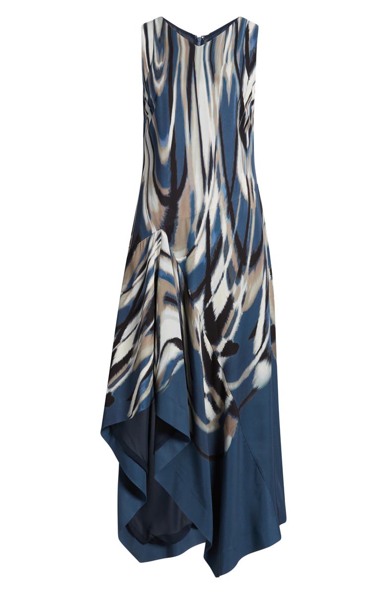 BOSS Donaria Shark Bite Hem Dress, Alternate, color, Blue Jay Swirl