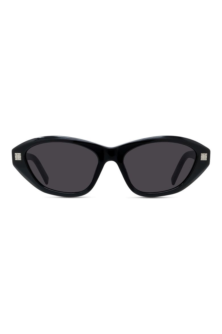 GV Day 55mm Cat Eye Sunglasses, Main, color, SHINY BLACK / SMOKE