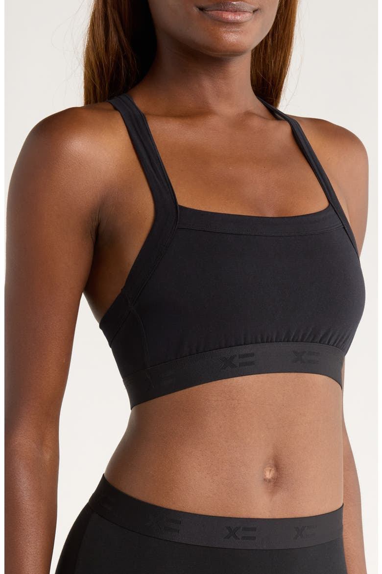 Scoop Soft Stretch Cotton Bralette, Alternate, color, X BLACK