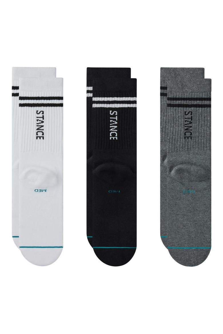 Core 3-Pack Cotton Blend Crew Socks, Alternate, color, BLACK MULTI