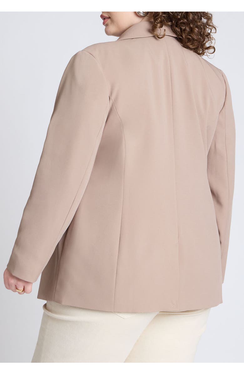 ELOQUII The Fluid Crepe Longline Blazer, Alternate, color, Mocha Meringue