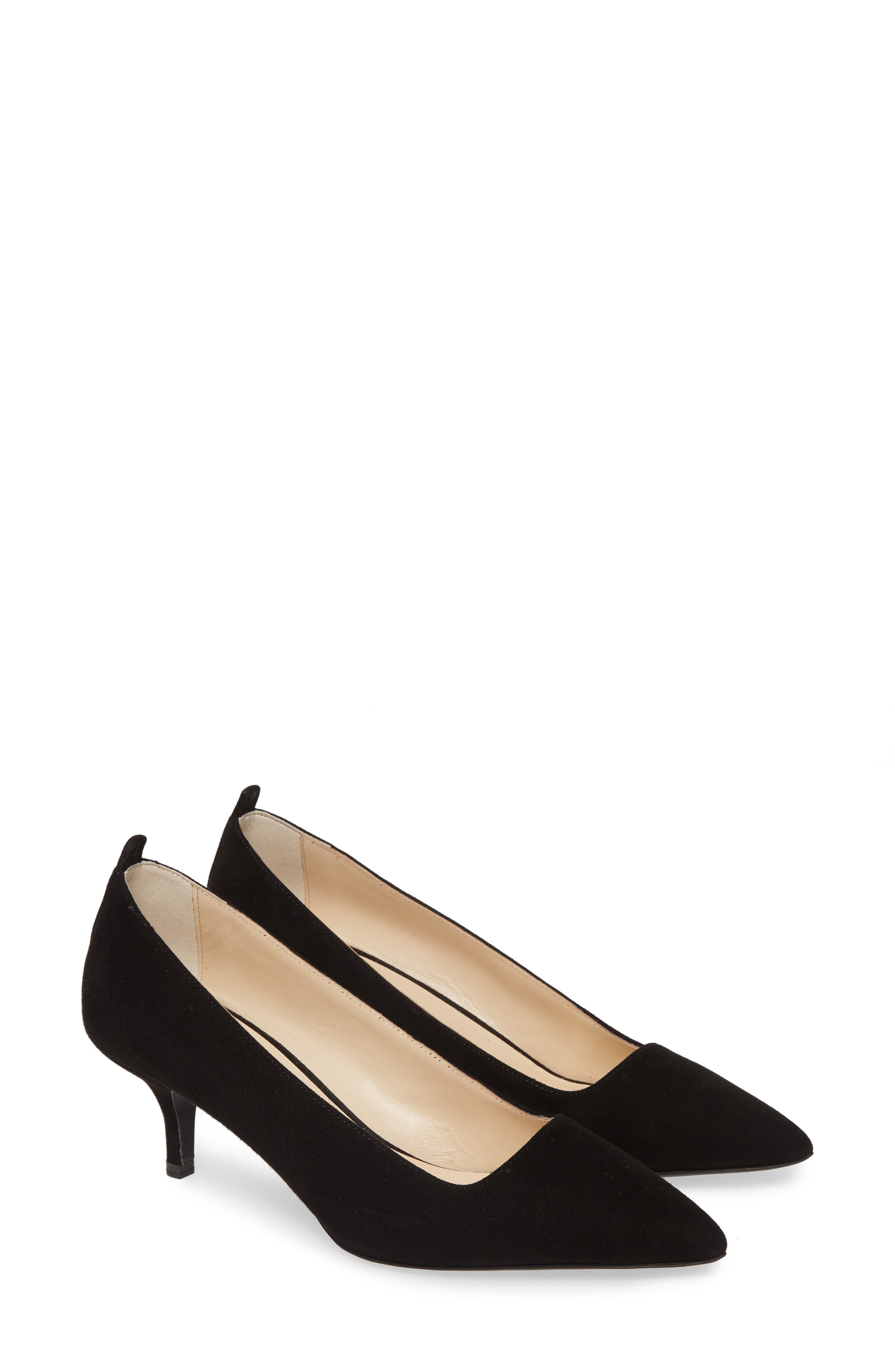 The Editor Pointed Toe Kitten Heel Pump, Alternate, color, BLACK