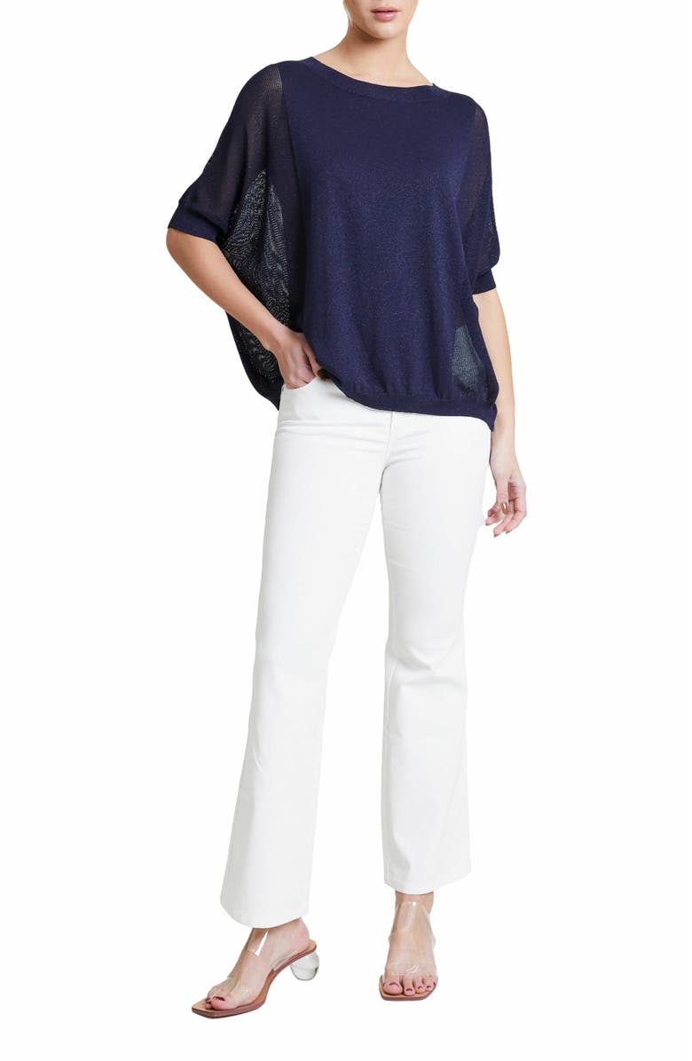 Santorelli Levi Short Sleeve Mesh Knit with Lurex, Main, color, Midnight