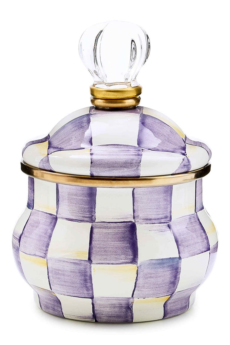 Violet Check Lidded Sugar Bowl, Main, color, VIOLET