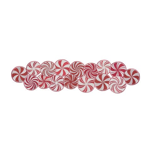 Peppermint Shaped Applique Cut Out Christmas Table Runner 13" x 51"