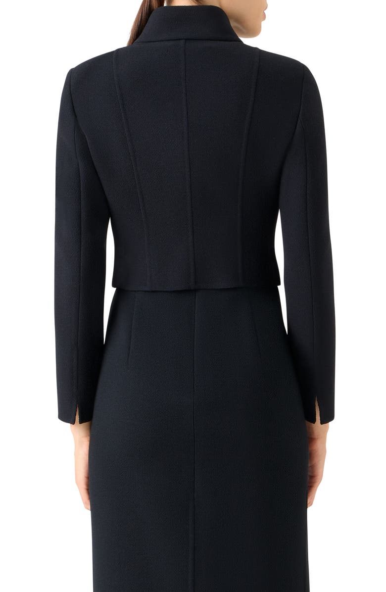 Akris Hevan Double Breasted Wool Crepe Jacket, Alternate, color, Black