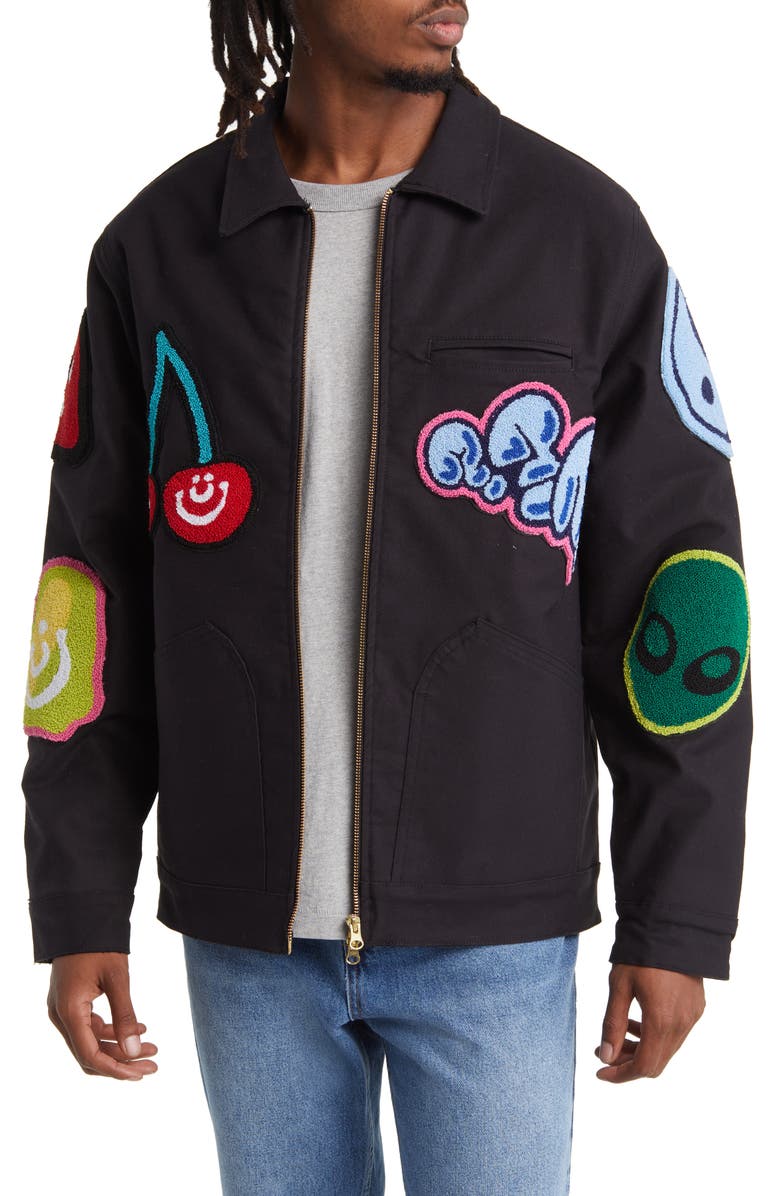 MARKET Airheads Flavor Blasted Patch Cotton Zip-Up Jacket, Main, color, 