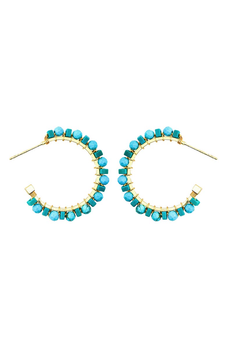 Panacea Beaded Hoop Earrings, Main, color, Turquoise